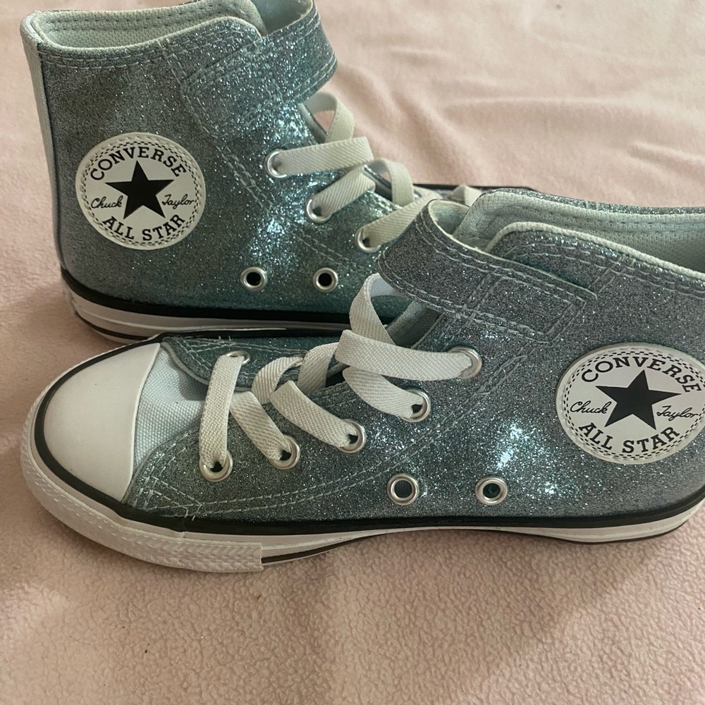 Converse Kids Sparkly High-Tops - Light Blue